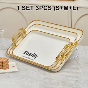 1 SET 3PCS Nampan Tray Baki Nampan Estetik Serbaguna - Lebaran Plastik Baki Buah Transparan Baki Set