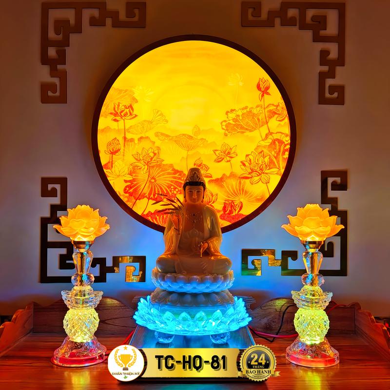 Đèn Hào Quang Phật Quan Âm In Tranh Trúc Chỉ CHÂN THIỆN MỸ, Treo Tường Trang Trí Phòng Thờ, Bàn Thờ Gia Tiên CTC-HQ-09 Decor