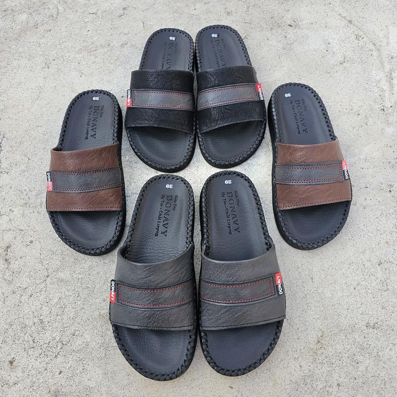 Dép Quai Ngang Nam Da DONAVY Cao Cấp, Quai Thiết Kế Cách Điệu, May Quai Và Đế Bao Chắc Chắn N.3CN dép  tommy sanpham moi 7