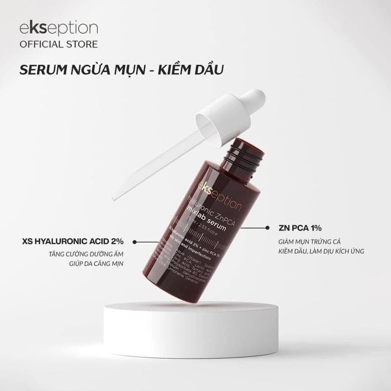 Hàng Công Ty Serum Kẽm Ekseption Hyaluronic ZnPCA Dưỡng ẩm Kiềm Dầu Hỗ Trợ Giảm Giảm Kháng Viêm 75ml có triết nhỏ