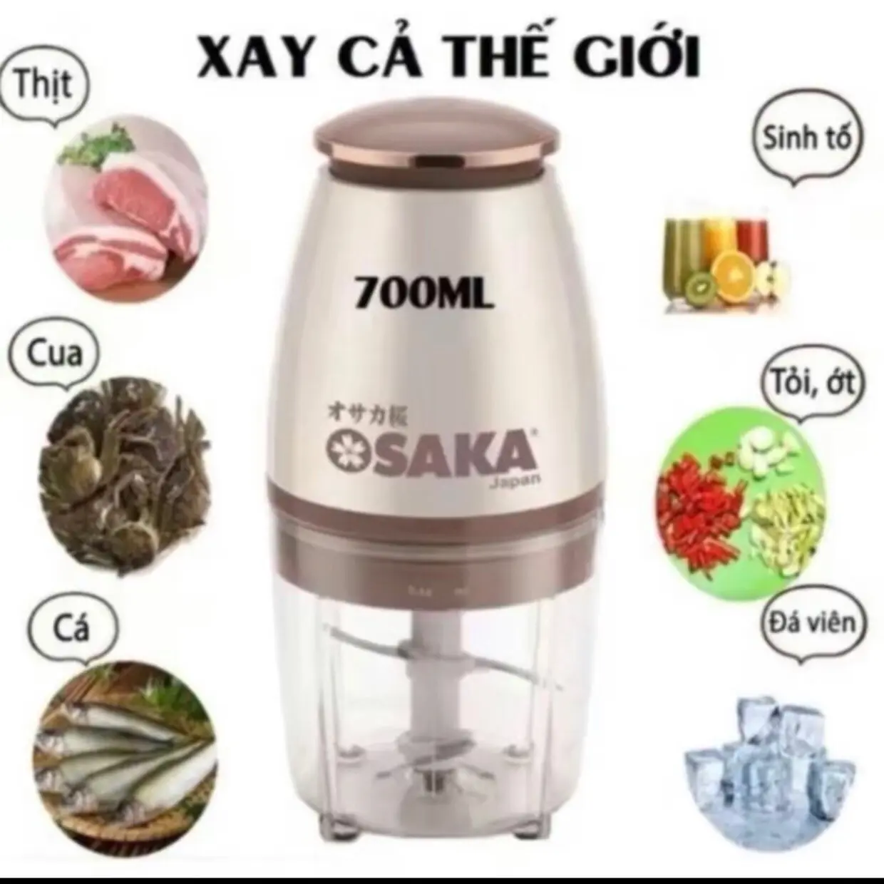 Máy xay đa năng Osaka nắp đồng chính hãng máy xay cầm tay xay sinh tố xay thịt mini cao cấp