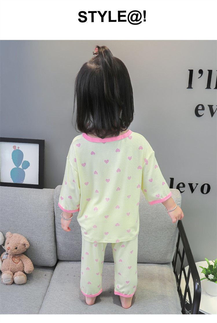 Product Introduction of 2025 Girls' Pajamas Summer Thin Baby Girls' Comfortable Breathable Ice Silk Home Wear Suit Children's Split Air Conditioning Clothes Sets 13