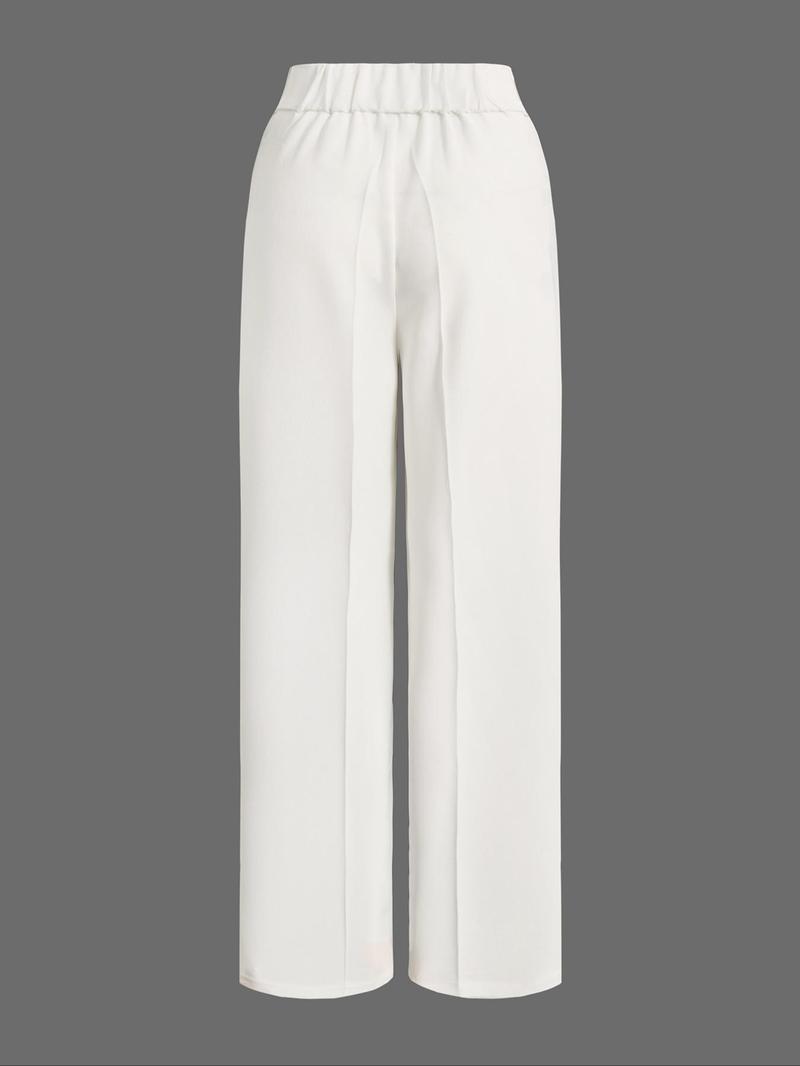 Product Introduction of Women's Solid Color Button Fly Pants, Casual Comfy Trousers for Spring & Fall, Women's Bottoms for Daily Wear 2