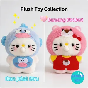 Boneka Lucu Bordir DIY / Boneka Plush Rajut / Boneka Tiup Gelembung / Mainan DIY / Bordir Buatan Tangan / Boneka DIY / Mainan Penghilang Stres yang Lucu / Hadiah untuk Pasangan / Beruang Stroberi / Ikan Jelek Biru
