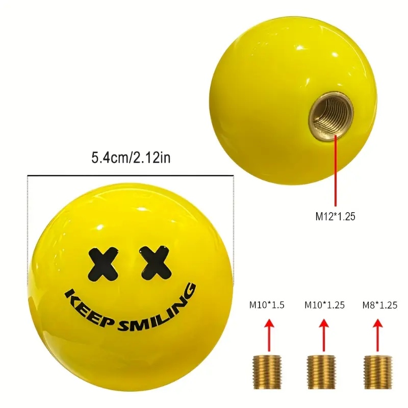 JDM Car Gear Shift Knob - Yellow joyful Face Design, Acrylic Material, Fits Most Manual Transmission Vehicles, Includes Adapter for Easy Installation, Car Interior Upgrade | Cheerful Car Accessory | Acrylic Gear Knob 4
