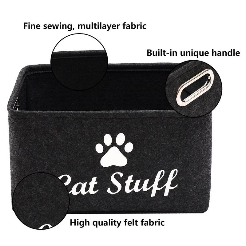 Collapsible Cat Toy Storage Box, Foldable Pet Toy Basket with Handle, Pet Toy Storage Organizer, Home Organizer for Pet Toys & Accessories 3