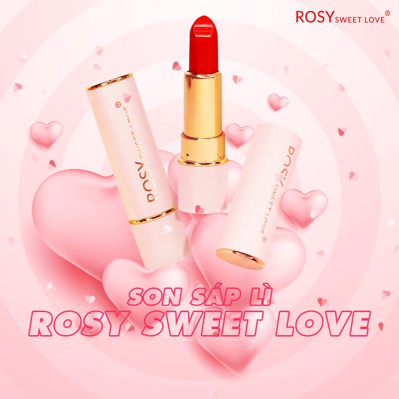 [Tặng Cọ Tán Son] Son Sáp Rosy, Son Màu Cam Đỏ, Son Cam Đỏ, Son Không Chì Cosmetic Nữ 3