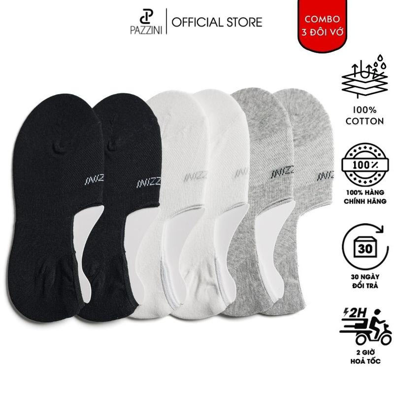 Combo 3 đôi tất lười nam nữ trơn PAZZINI đệm cao su chống trượt, tất giày lười unisex, cotton mềm mại - VL001. Menswear