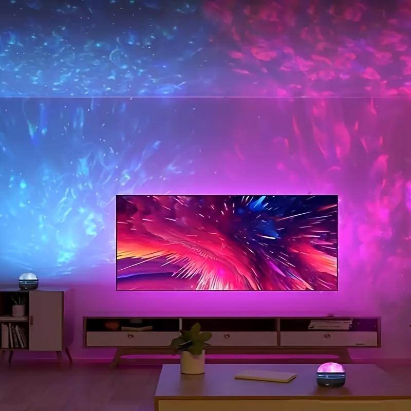 Product Introduction of new 2024 1pc Water Ripple Ambient Decorative Lamp, Bedroom Projection Lamp, Suitable For Game Room, Home Theater, Ceiling, Room Decoration, Christmas Gift, Valentine's Day Gift, Halloween Decoration, USB Power Supply Convenient Carrying 4