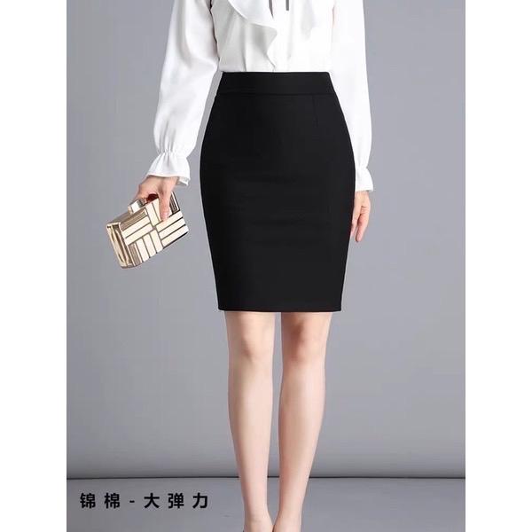 M555, Chân Váy bút chì công sở, Xẻ tà sau, Vải umi Hàn Cao cấp, dài 55cm Nữ Voi Women Voan 1