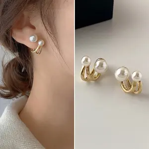 Anting Geometric Double Circle S925 Simplicity Fashion Korea Anting Stud Earing Fashion