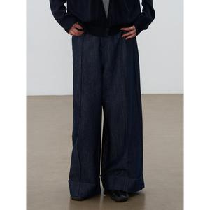 Vintage High-Waisted Wide-Leg Pants with Rolled Hems