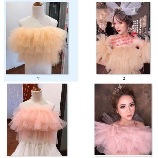 [ CẢ SET KÈM ỐNG TAY NGẮN ] Quây voan ren lưới tutu chụp ảnh mẫu make up, beauty, váy concept 0