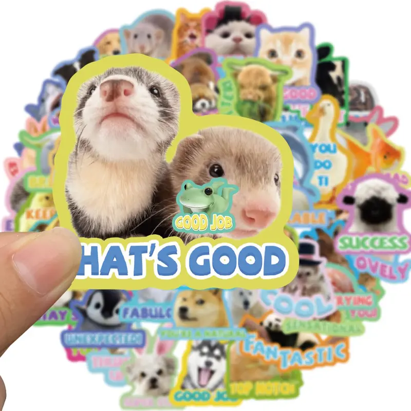 Cute Animal Language Cartoon Sticker, 50pcs/set DIY Decorative Sticker, DIY Decals for Water Bottle, Laptop, Phone Case, Scrapbooking, Journal Making 5