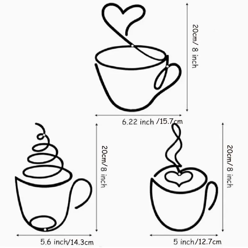 Coffee Cup Metal-Wall Art Set, Stylish Wall Hanging Decor for Kitchen and Home, Multipurpose, No Text, Easy Mounting, Poster 1