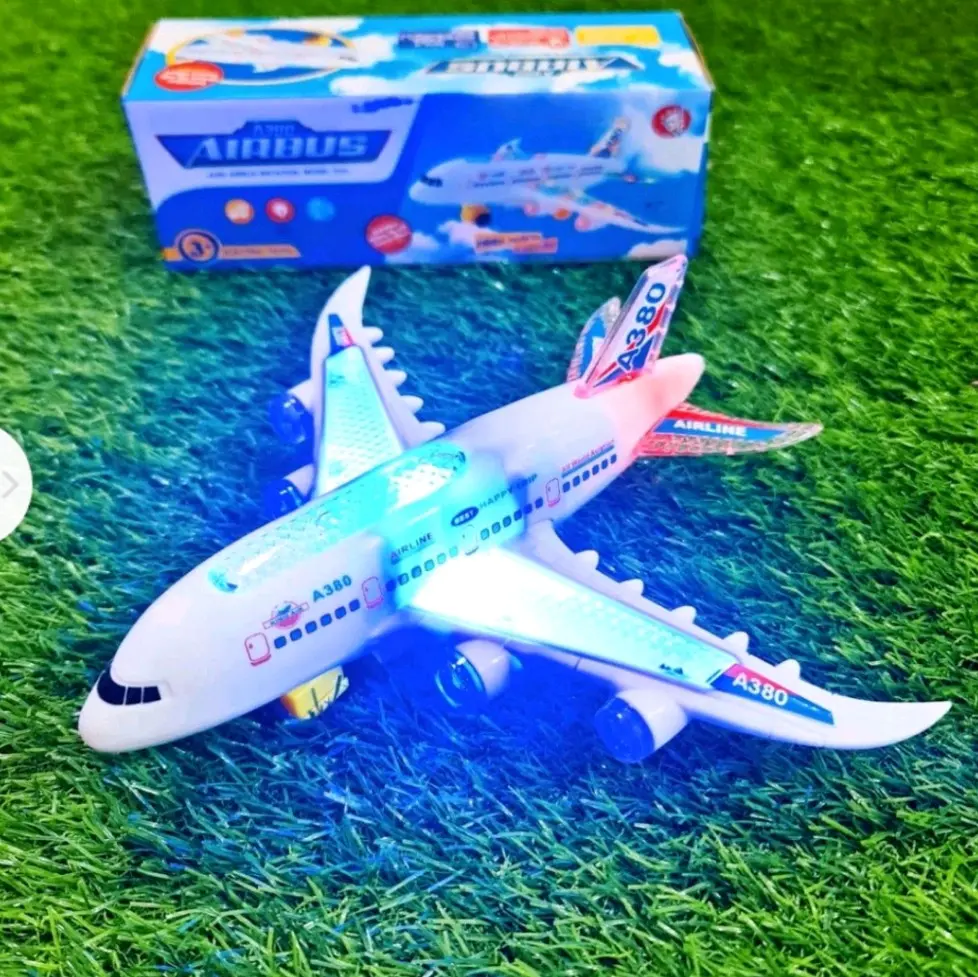 BISA COD MAINAN PESAWAT TERBANG AIR BUS DENGAN LAMPU DAN MUSIK Anak Miniatur Plastik Control Roda mainan
