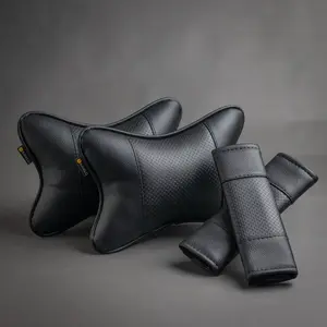 Paket Bantal Mobil & Cover Seatbelt Karlo Dot Black