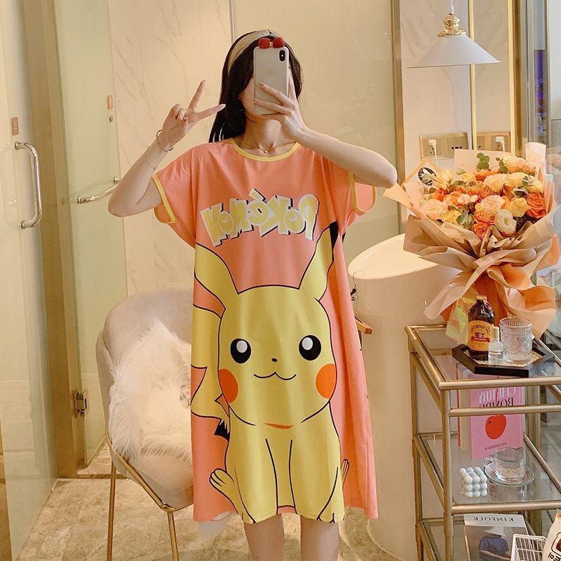 Đồ Ngủ Nữ, Phong Cách Mới, Bộ Sưu Tập Mùa Hè, Phong Cách Hàn Quốc, Váy Ngủ Dễ Thương, Thiết Kế Hoạt Hình, Dáng Rộng Vừa Vặn, Ngoại Cỡ, Thích Hợp Cho Học Sinh, Dài Trung Bình Đồ Mặc Nhà Women Dress 4