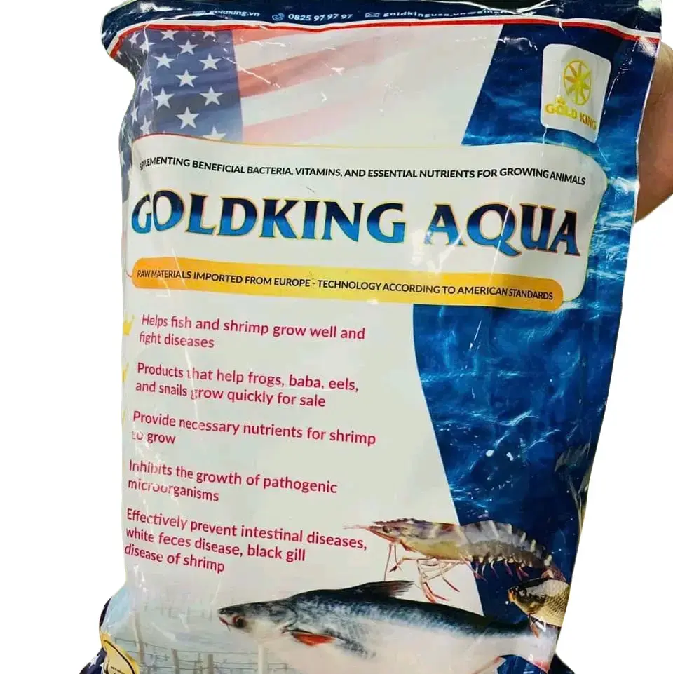 combo 5gói goldking AQUA loại 100g siêu tăng trưởng trong nuôi trồng thủy sản (dùng cho cá, tôm, ếch, baba, lươn, ốc...mong muốn được vỗ béo, tăng sức đề kháng, hạn chế bệnh tật)