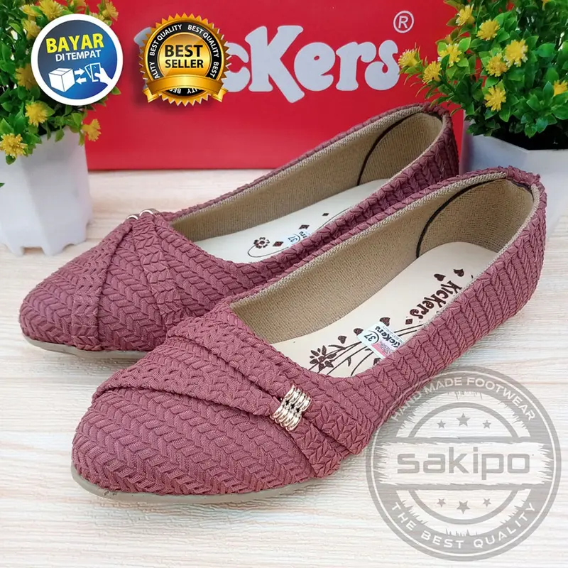 Sepatu Balet Rajut Slempang Samping Murah Trendi Untuk Sepatu Sekolah Dan Kerja / Sakipo Hitam Shoes Karet Wanita / Flat Shoes Hitam Kerja Kuliah / Flatshoes Wanita Kerja Kuliah Hitam 3