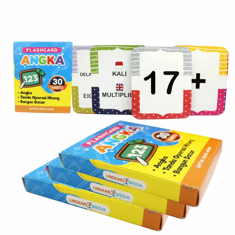 Flash Card Edukasi Anak : Angka 1 2 3 / Huruf ABC Isi / Mengenalh Huruf Hijaiyah Kartu / Lingkar Media LM - LM 1