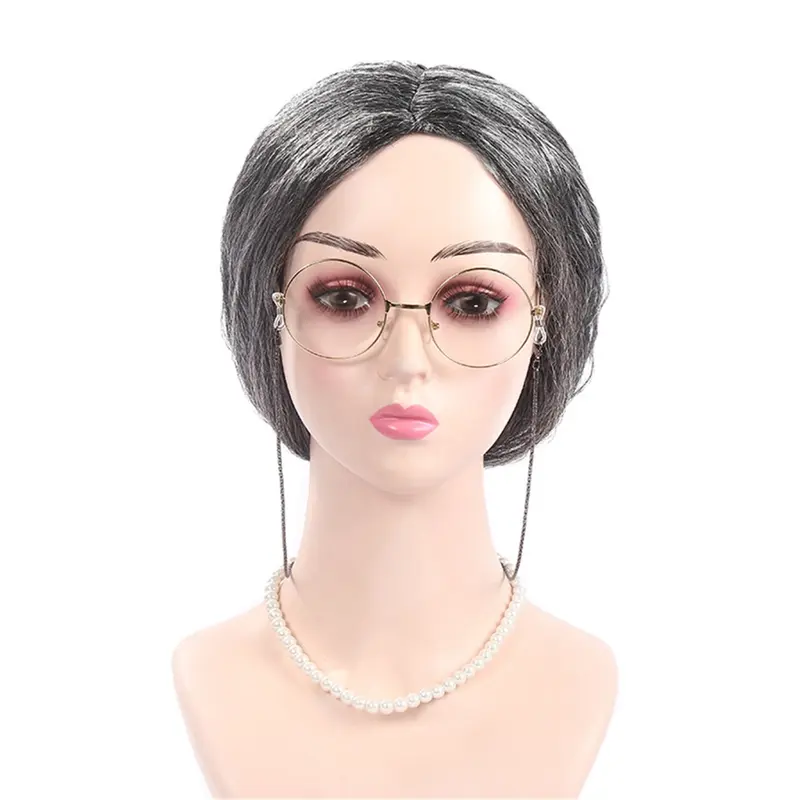 Tóc Giả Cho Bà, Tóc Giả Trang Phục Cho Bà, Tóc Giả Cosplay Màu Xám Ngắn, Thích Hợp Cho Trẻ Em Và Bé Gái, Tóc Giả Dự Tiệc, Tuyệt Vời Làm Quà Tặng, Phong Cách Bà 3