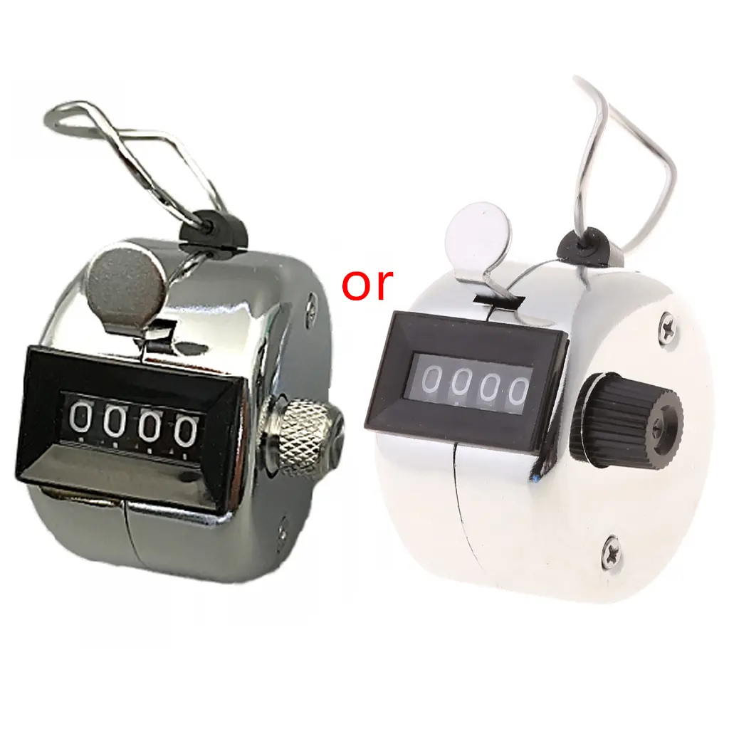 Hand Tally Counter Stainless Steel 4 Digit Number Manual Mechanical Recorder with for Piecework Rest