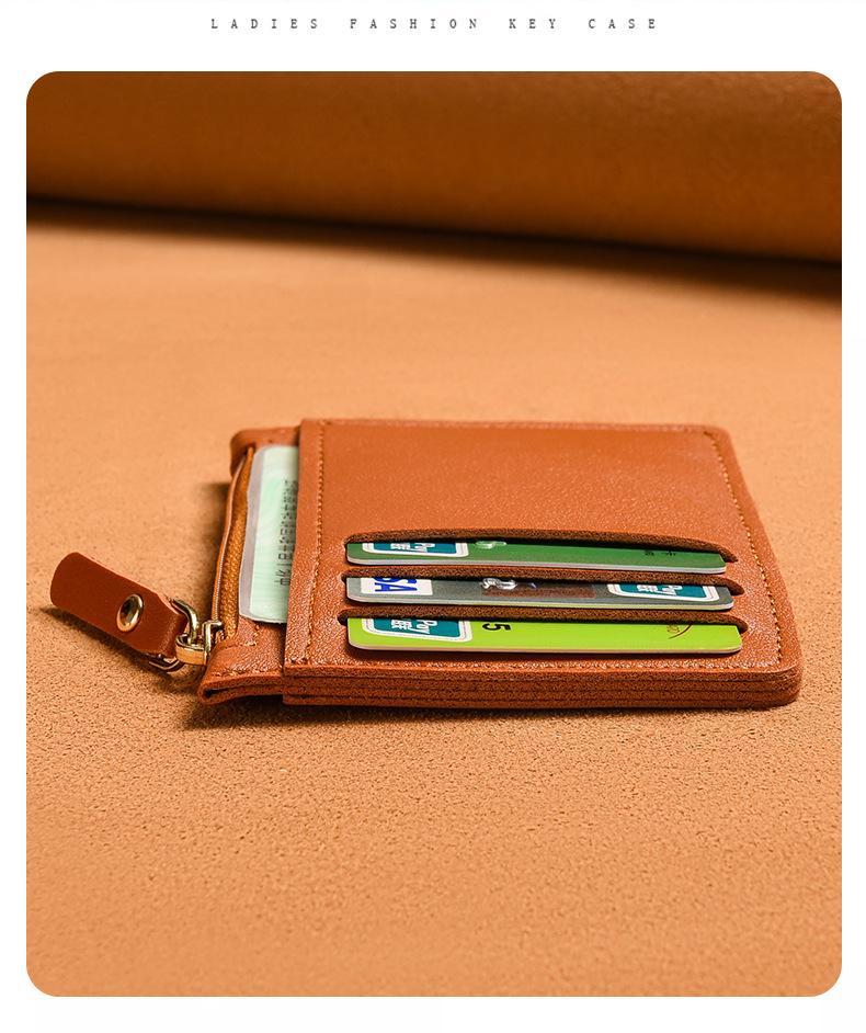 Product Introduction of Korean ultra-thin card bag for women, compact and simple, with multiple card slots and zippers. Small wallet, large capacity, ID card holder, card clip 34