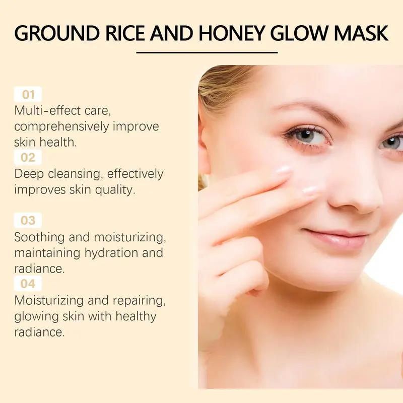 Rice Extract Facial Skincare Kit, 1 Set Rice Scrub Foam & Rice Moisturizing Mask, Facial Skin Care Kit for Women & Men 5