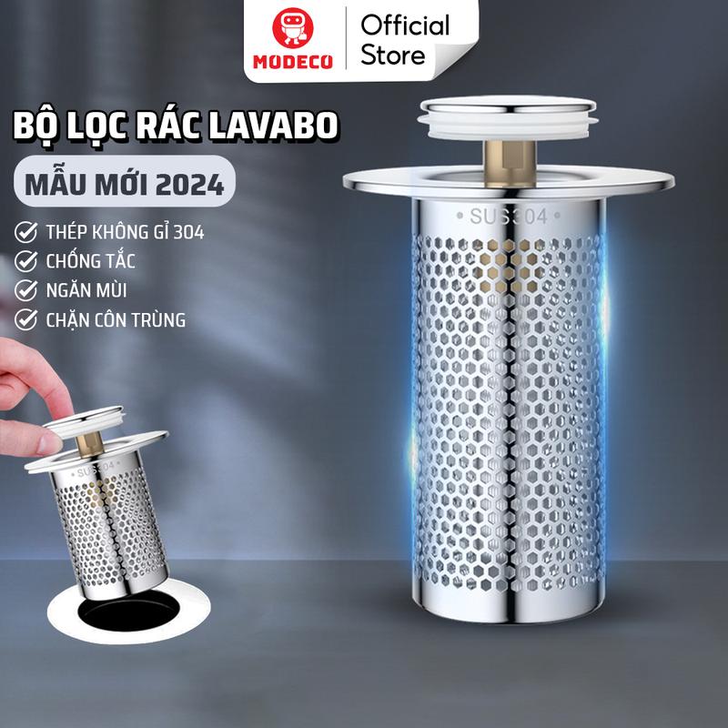  Nút Chặn Thoát Nước Nhấn Xả Lõi Đồng Cho Lavabo 2in1 Modeco - Có Bộ Lọc Rác Ngăn Tắc Thoát Nước Nhanh Lắp Đặt Dễ Dàng 