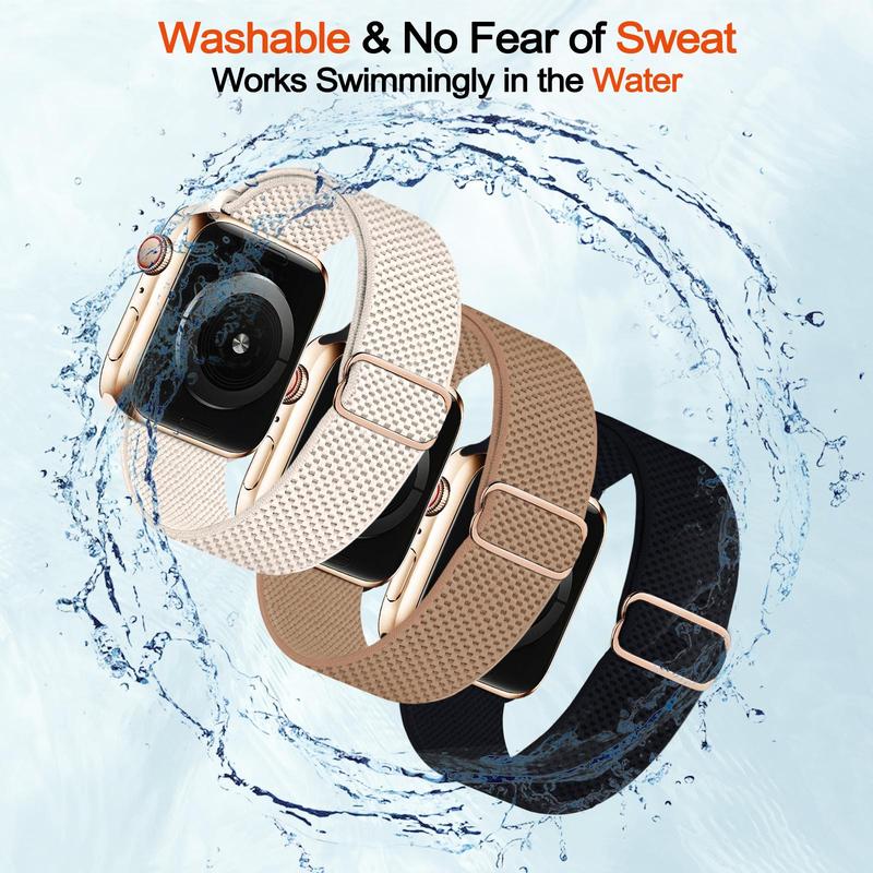 Stretchy Solo Loop Band for Apple Watch Band For Women Men, Water-resistant Sports Strap, Adjustable Sport Elastic Nylon Strap For iWatch Series, Boyfriend Gift 5