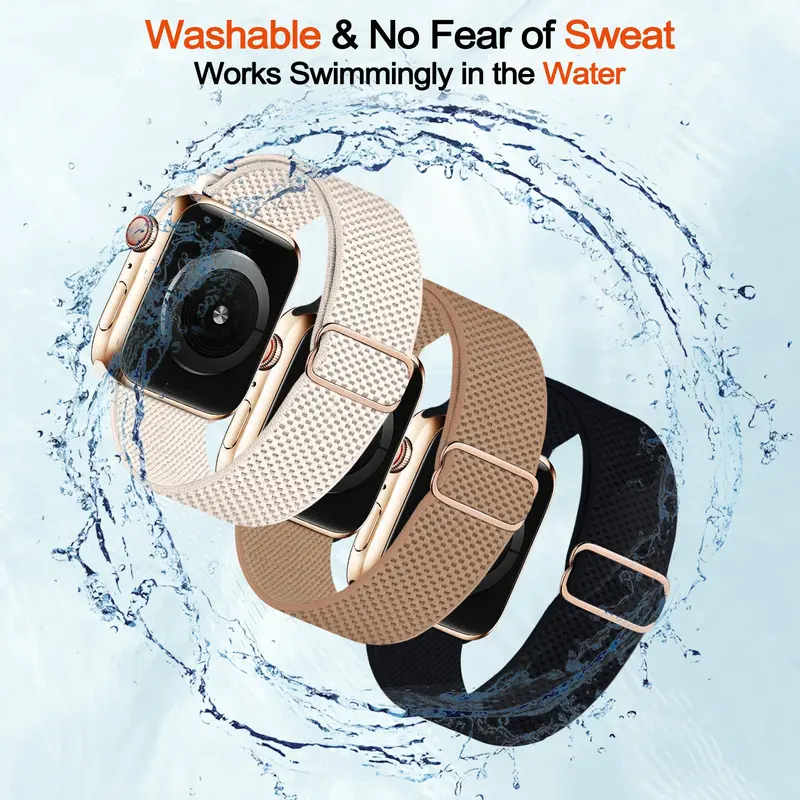 Stretchy Solo Loop Band for Apple Watch Band For Women Men, Water-resistant Sports Strap, Adjustable Sport Elastic Nylon Strap For iWatch Series, Boyfriend Gift 4