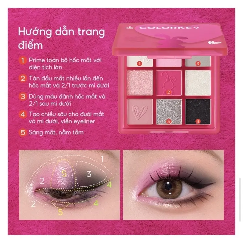 [COLORKEY] Bảng phấn mắt COLORKEY đa năng 9g trang điểm chuyên nghiệp 7