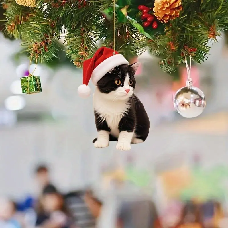 Cute Cat Design Car Hanging Ornament, Acrylic Car Rearview Mirror Hanging Decoration, Car Interior Pendant, Universal Car Accessories for Car Decoration