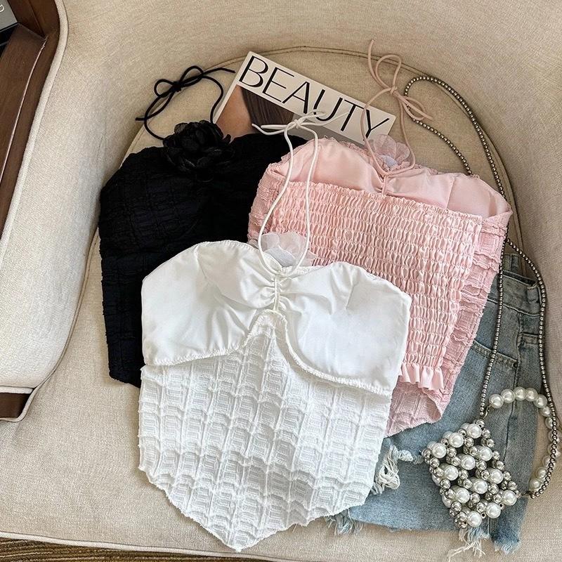 Product Introduction of Áo bra kiểu yếm LOANPRO cài hoa trà lưng thun có đệm siêu xinh Nữ Women Top 2