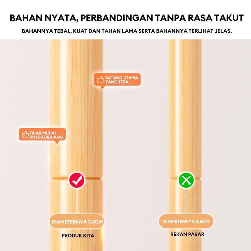 DF-1 Stand Hanger Kayu Stand Hanger Gantungan Baju Topi Multifungsi Rak Mantel Silinder 3Kaki 42x42x175CM Hemat Ruang & Mudah Dibersihkan Gantungan kayu dari kayu jatuh ke lantai kamar tidur gantung gantung pakaian dalam ruang Terbaru Harga Murah Garansi