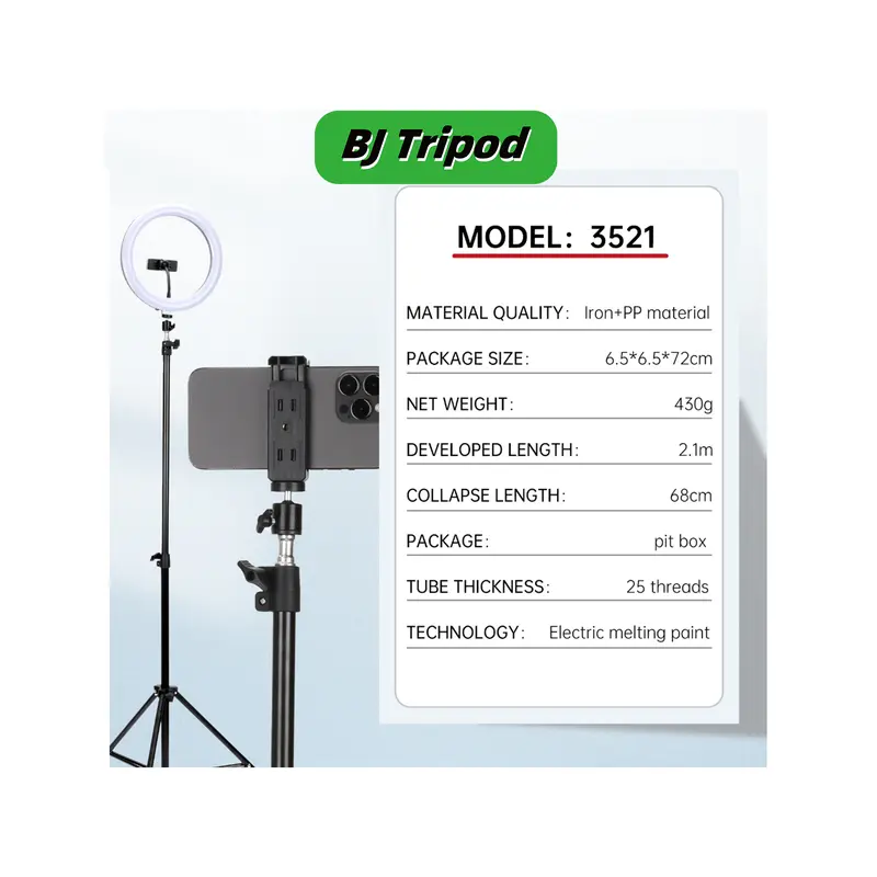 BJ 3521 PAKET KOMPLIT TRIPOD 2.1M +REMOT BLUETOOTH +BALL HEAD+ BAG tripod  mixio 3520 pro Ringlight Led Handphone Tongsis tripod  murah BJ 3521  tripod Holder tripod  excel 1
