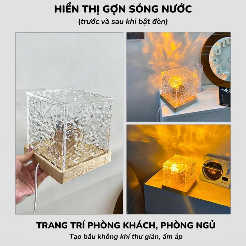 Đèn ngủ sóng nước chiếu sáng ban đêm sáng tạo ngọn lửa Đèn xoay tâm trạng Quà tặng đèn chiếu sao lãng mạn 6
