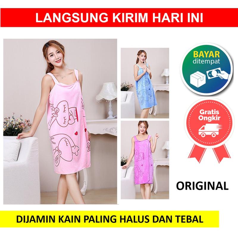 Baju Handuk Wearable Towel Mandi Multifungsi Motif Karakter 0
