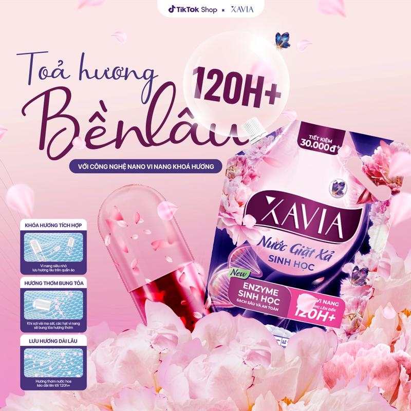 Product Introduction of [TẶNG BÌNH GIỮ NHIỆT - MỪNG ĐẠI LỄ CHIẾN THẮNG] Combo 3 Túi Nước Giặt Xả 2in1 Enzym Sinh Học XAVIA Toả Hương 120H+ 2L Tặng 1 Bình Giữ Nhiệt, Sạch Sâu An Toàn, Lưu Hương Dài Lâu, Bảo Vệ Môi Trường 12