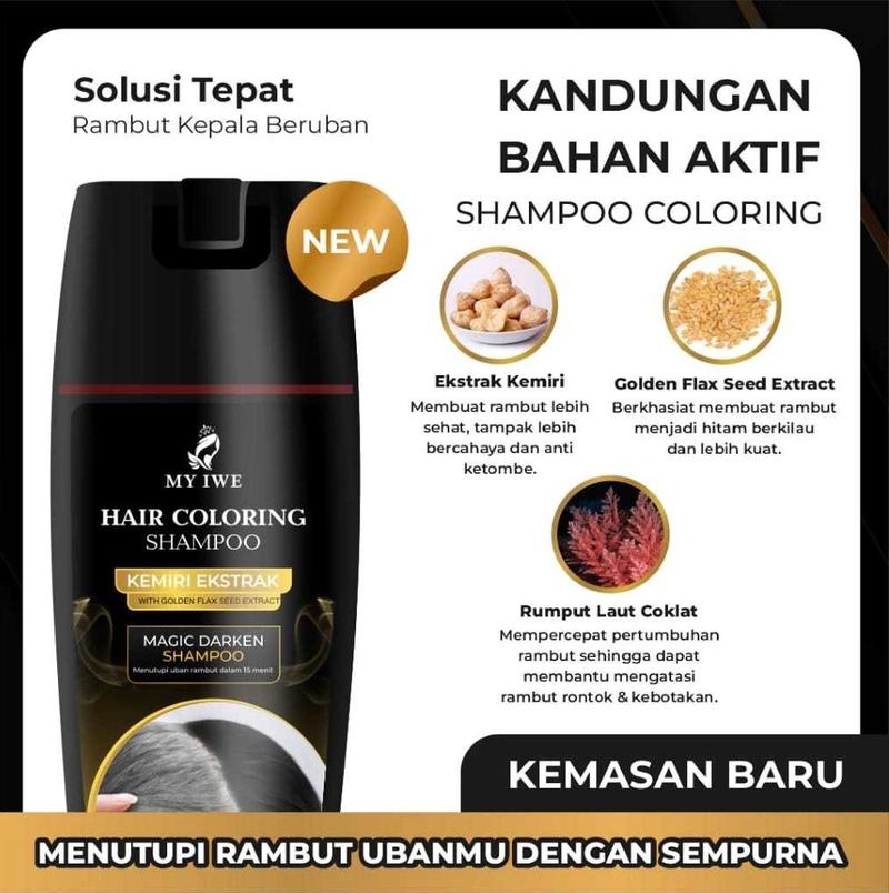 Myiwe Hair Coloring Shampoo Black Penghitam Rambut Uban Myiwe Hair Coloring Shampoo Black Penghitam Rambut Uban