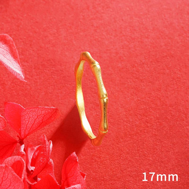 Product Introduction of Alluvial Gold Bamboo Ring Female Niche High Sense No Color Fading Personality Female Ring Simple Style Ornament 4