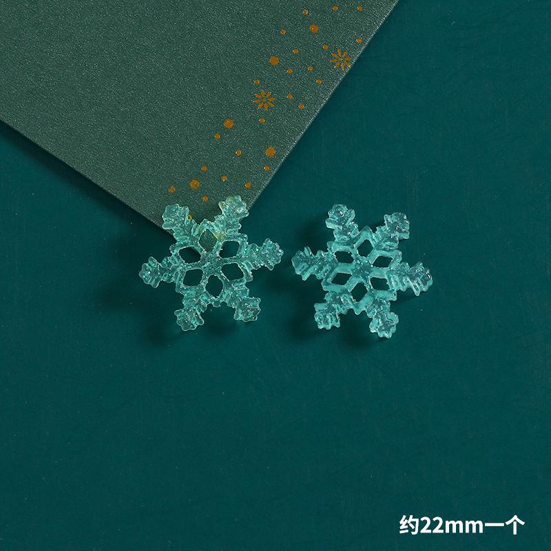 Product Introduction of 10pcs Christmas resin accessories glitter semi transparent snowflakes DIY phone cases, hair clips, holes, shoes, refrigerator patches, car keys, small ornaments, decorations 11
