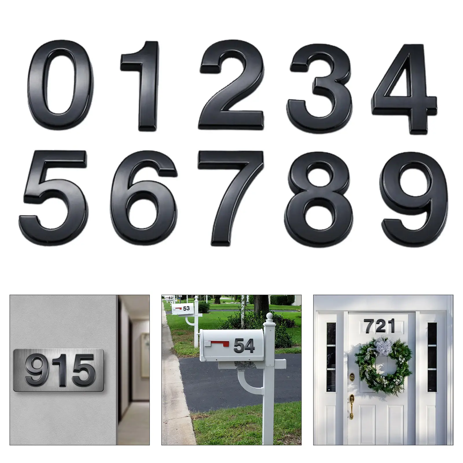 3D House Number Self-Adhesive Simple Installation 0-9 Modern Street Door Home Address Number Mailbox Sign