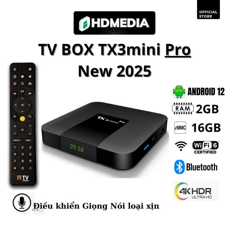 TV Box HDMEDIA TX3 mini PRO 2025 Android TV 12 Điều Khiển Giọng Nói bảo hành 1 năm