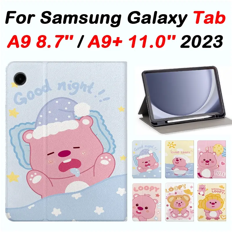 Ốp Hoạt Hình Dễ Thương, Chất Lượng Cao, Cho Samsung Galaxy Tab A9 A9 + A9 Plus 11.0 ''8.7 '', 2023, Chất Liệu Da PU, Có Khe Cắm Bút, Thời Trang, Ốp Bảo Vệ 0