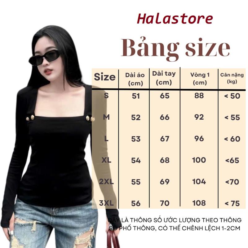 Product Introduction of Áo Thun Tăm Nữ Tay Dài Cổ Vuông Đính Cúc Xỏ Ngón BigSize, Áo Thun Nữ Dài Tay Cổ Vuông Xỏ Ngón 334T 0