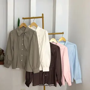 [ready stock]Asaya Atasan Kemeja lengan panjang mode baru kerah POLO Untuk Wanita
