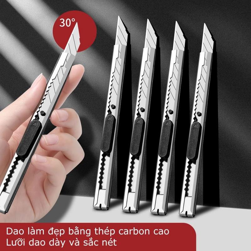 Dao rọc giấy nhỏ mini, dao rọc giấy vỏ thép, lưỡi dao sắc bén, chất liệu cứng cáp, có móc kẹp tiện dụng