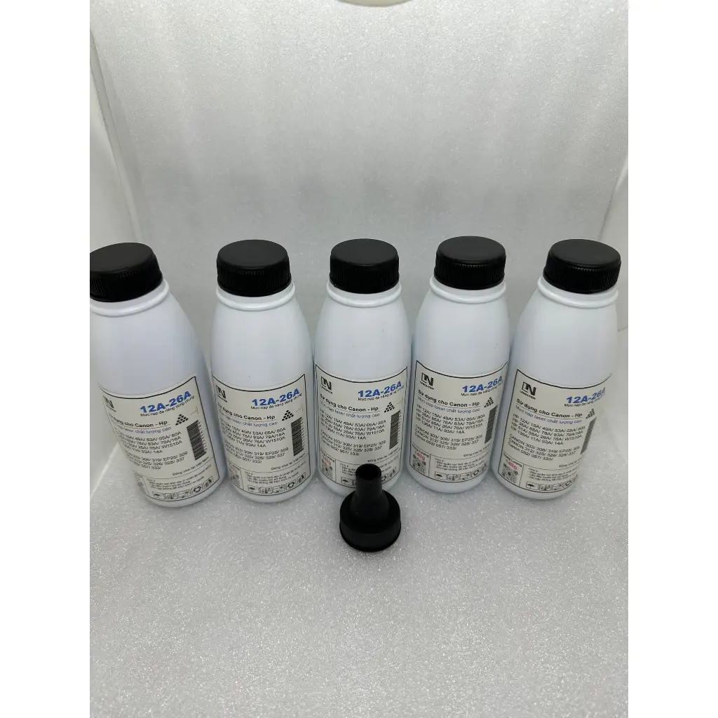 Combo 5 chai Mực Nạp máy in 2900 (Mực nạp 12A-26A) siêu đậm cho máy in 2900, 3300, 1020, P2035 ít thải 140g + 1 Phễu